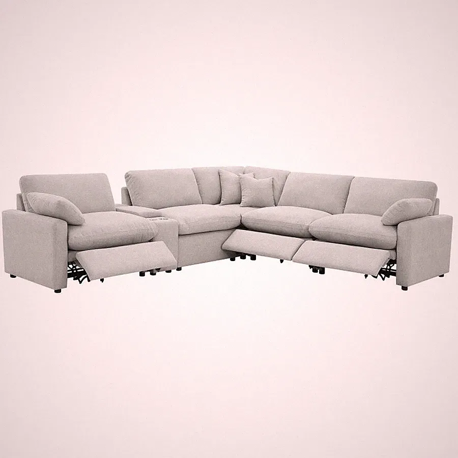 6 PC GREY POWER 3 RECLINER RECLINING WALLHUGGER MODULAR SOFA SECTIONAL FURNITURE