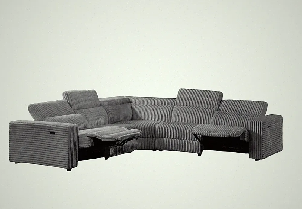 Bayonne Power Reclining Sectional Sofa with USB Ports Adjustable Headrests Gray