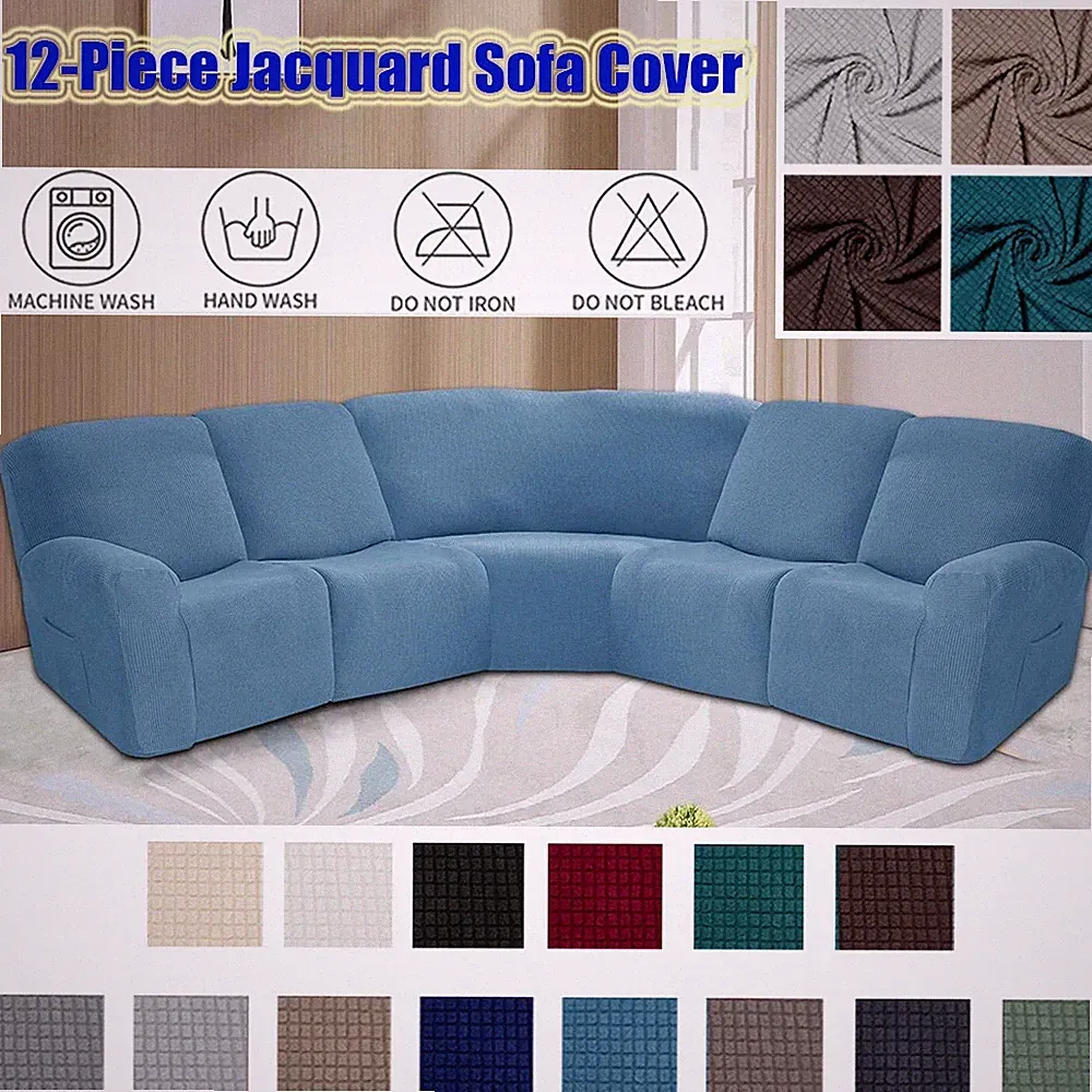 Jacquard Recliner Sofa Cover Stretch 5 Seats Corner Sectional Couch Slipcovers
