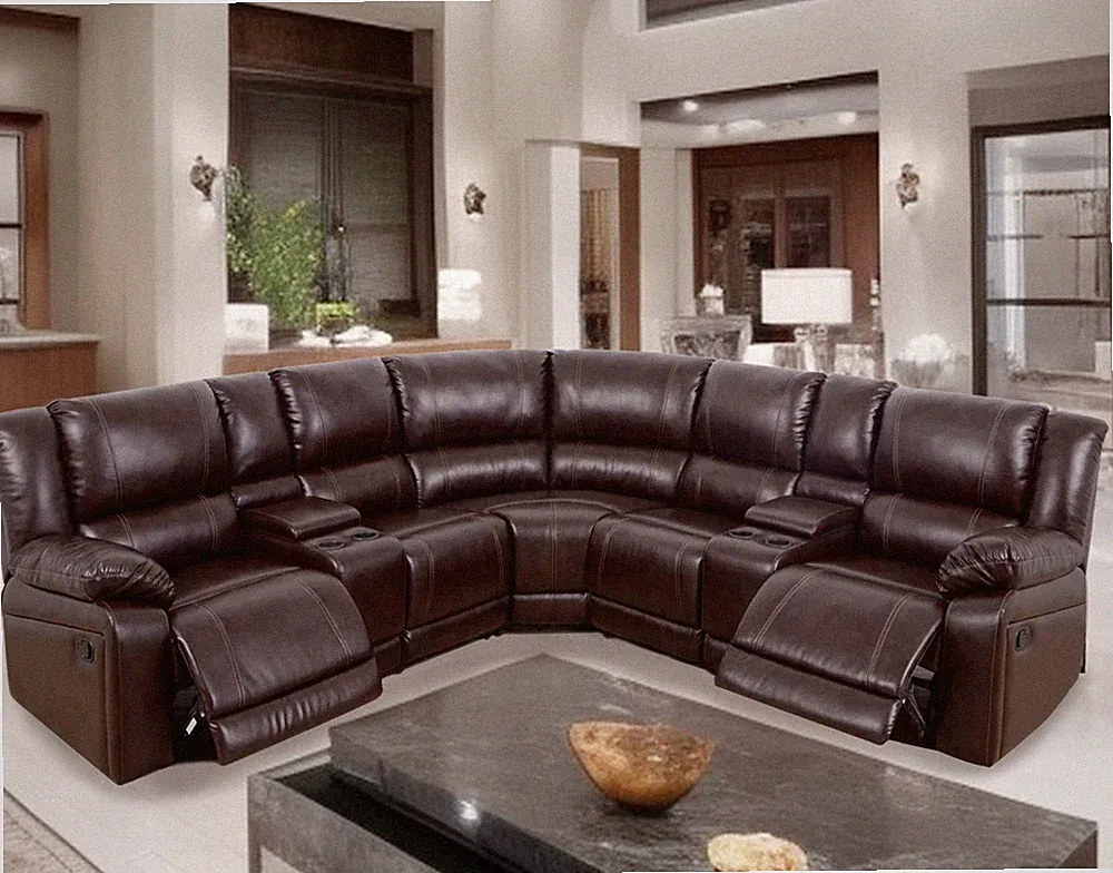 NEW Brown 2-Seater Recliner Sectional with 4 Cupholder & 2 Console Storage