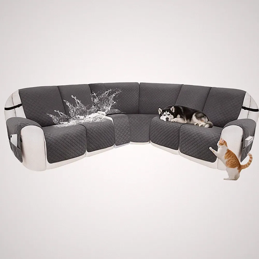 Reclining Sectional Couch Covers 100% Waterproof Velvet L Shape Recliner Sofa...