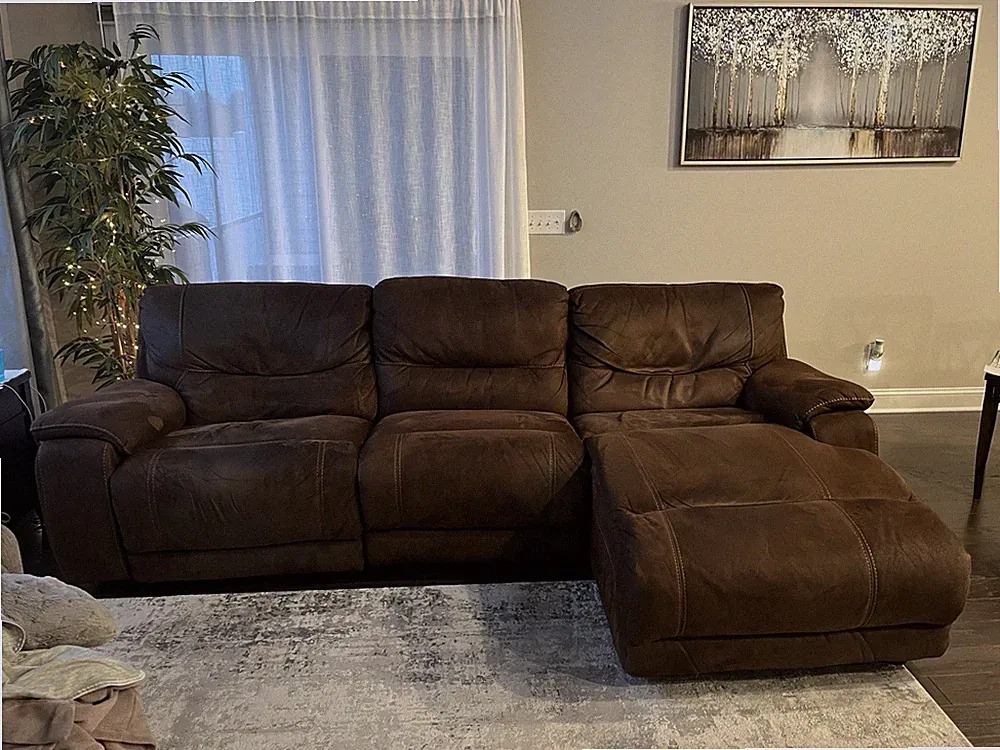 Sectional Sofa Chaise Lounge Manual & Power Reclining Mocha Microfiber