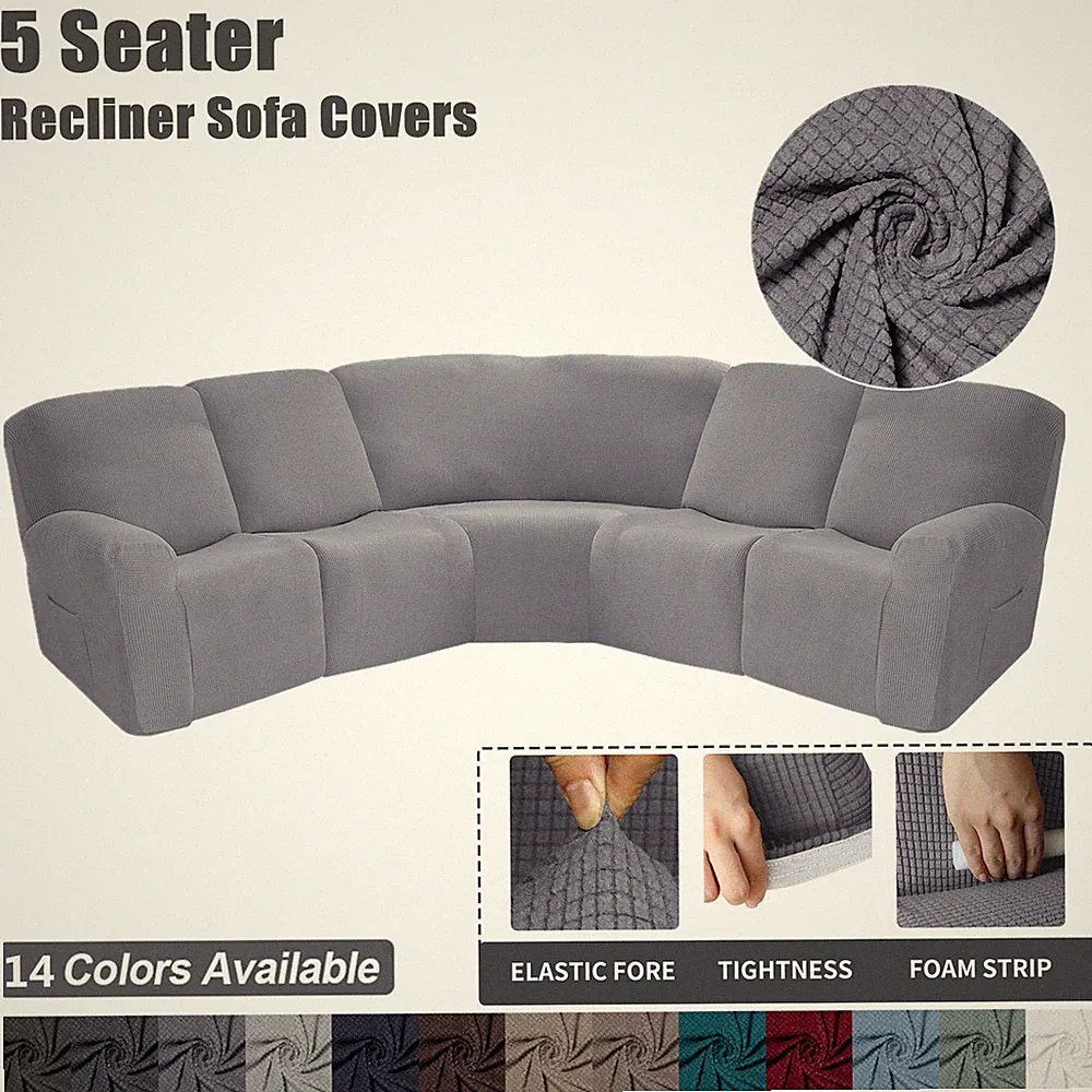 Sectional Sofa Covers 5 Seat Recliner Cover for Reclining L Shape Sofa Protector