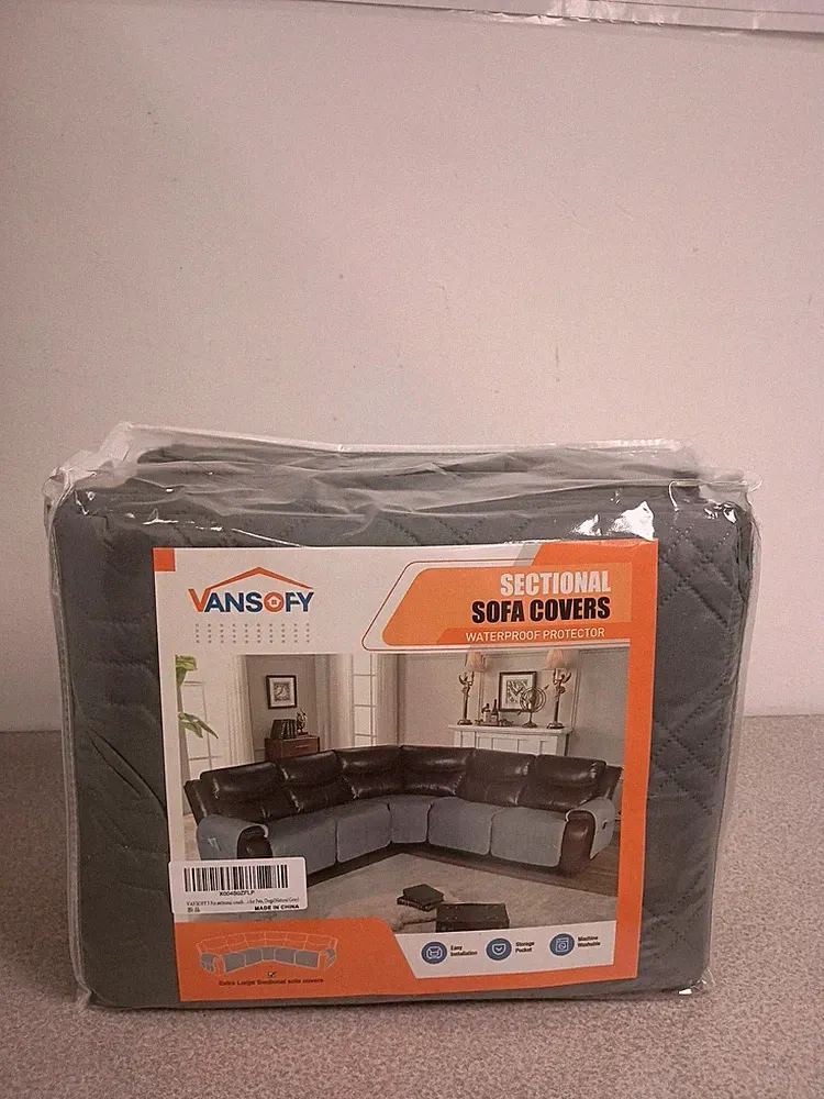 VANSOFY 5 Piece Set Extra Large Reclining Sectional Couch Covers L Shape Gray